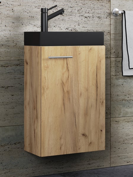 2-tlg Waschtisch Slito Toilette schmal Schwarz