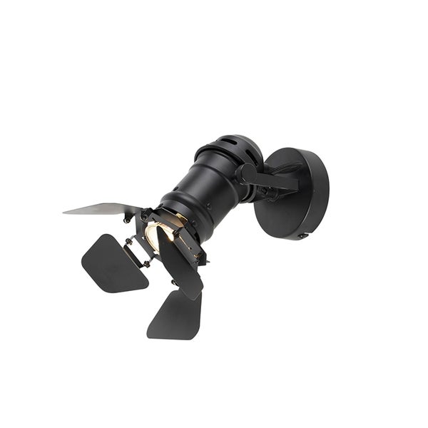 Schwarze Wandleuchte mit verstellbarem Scheinwerfer