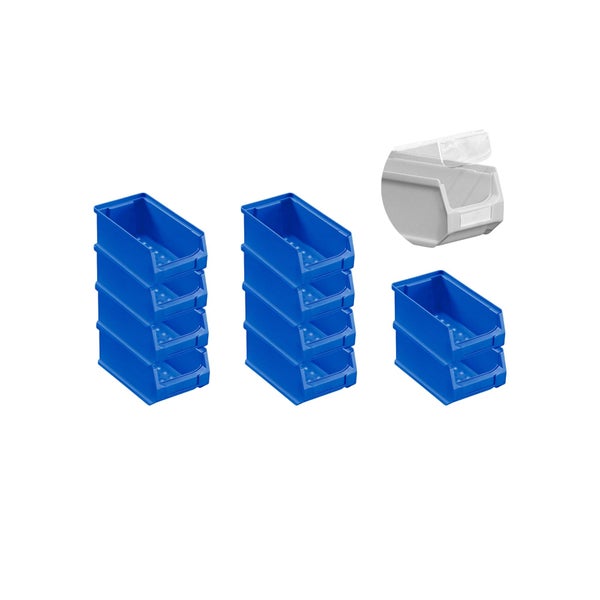 PROREGAL SparSet 10 x Blaue Sichtlagerbox 2.0 Mit Abdeckung HxBxT 7,5 x 10 x 17,5 cm 0,8 Liter Sichtlagerbehälter Sichtlagerkasten