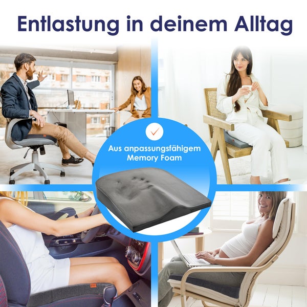 DYNMC you Keilkissen Stuhl Mittelhart H3 - Test SEHR GUT - [MIT PHYSIOTHERAPEUTEN ENTWICKELT] - Ergonomisches Sitzkissen Bürostuhl & Co - Entlastet Rücken & Erhöht Sitzkomfort