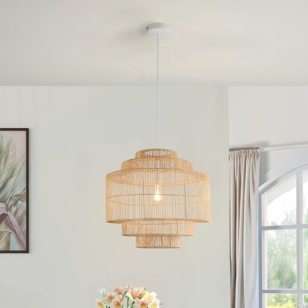 Hängelampe aus Rattan, mehrstufiges Design zur Deckenbeleuchtung