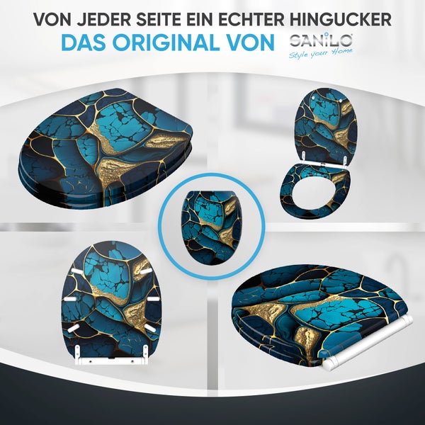 WC-Sitz mit Absenkautomatik & Top Fix Marmor Cobalt