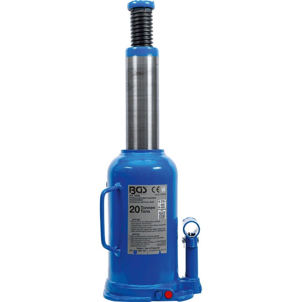 Hydraulischer Stempelwagenheber aus Metall mit einer Tragkraft von 20 Tonnen und verstellbarer Hubhöhe.