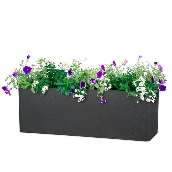 Scheurich Alea Box 80, Pflanzgefäß/Blumentopf/Pflanzkasten, rechteckig,  aus Kunststoff Farbe: Schwarz-Granit, 79,5 cm Breite, 29 cm Tiefe, 27 cm hoch, 35,5 l Vol.