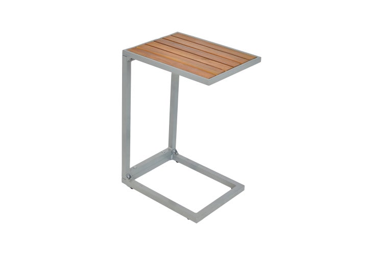 Cee Beistelltisch, Silber, Aluminium mit Akazie