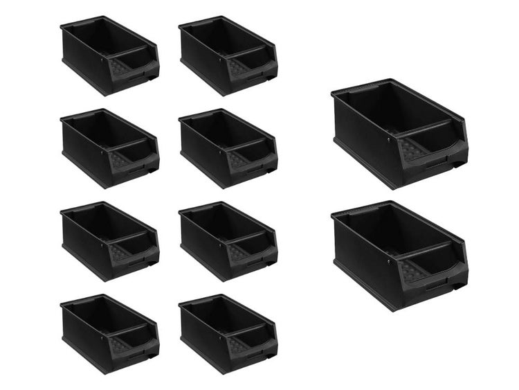 PROREGAL SparSet 10x Leitfähige Sichtlagerbox 4.1 mit Griffstange HxBxT 15 x 20 x 35 cm 7,2 Liter ESD Sichtlagerbehälter
