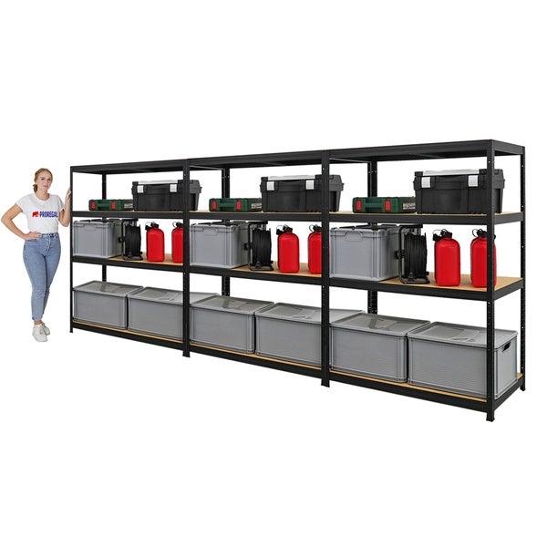PROREGAL Mega Deal 3x Schwerlastregal Big Elephant HxBxT 160 x 120 x 60cm Fachlast 200kg Schwarz