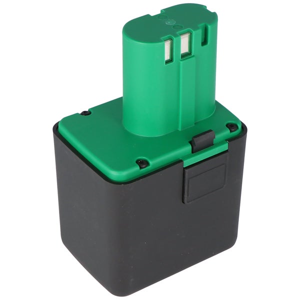 Ersatzakku für Elektrowerkzeuge, Steckakku in Schwarz und Grün.