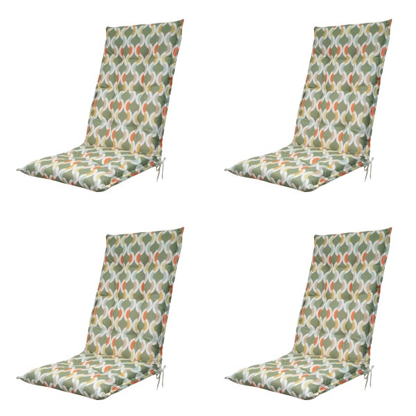 Hochlehnerauflage Trivia grün - Ca. 123x50 cm - 4er-Set