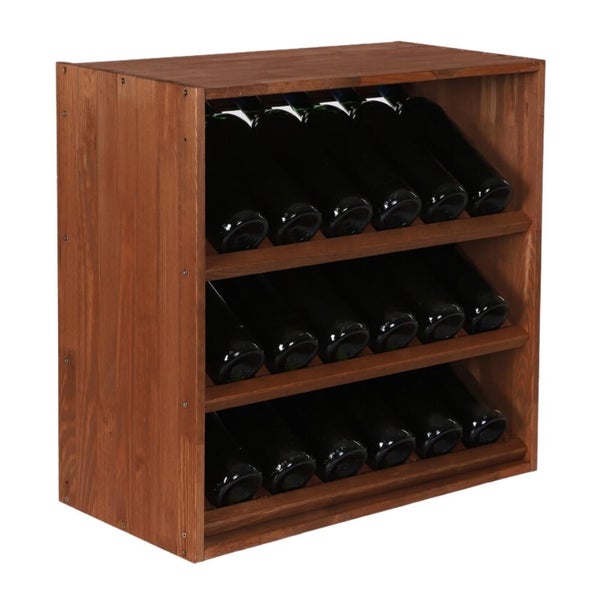 PROREGAL Modulares Weinregal Vincellar Mod HxBxT 60 x 60 x 30 cm Schräg Modul Für 18 Flaschen Massives Kiefernholz Braun Geölt