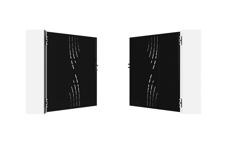 Geöffnetes Gartentor mit modernem Design