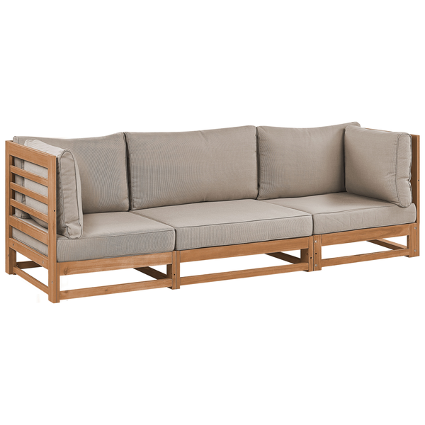 Gartensofa 3-Sitzer TRANI modular zertifiziertes Akazienholz Hellbraun