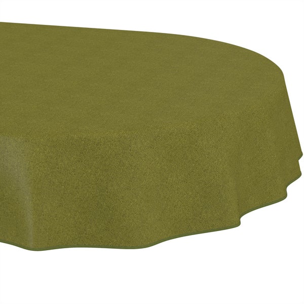 Grüne Tischdecke aus strukturiertem Textil mit gesäumtem Rand.