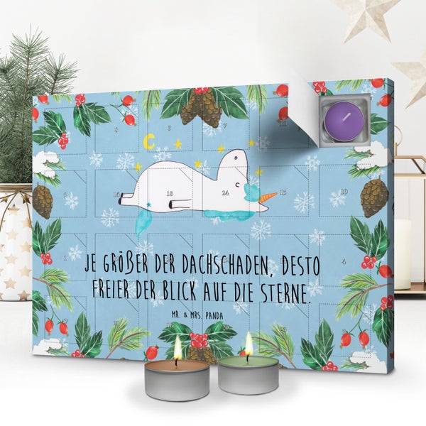 Mr. & Mrs. Panda Duftkerzen Adventskalender Einhorn Sternenhimmel - Blau Pastell