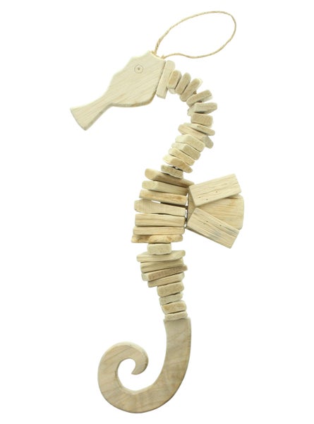 FRANK FLECHTWAREN | Hänger Seepferdchen, HOLZ, METALL, HANF, 19 x 6 x 45 cm