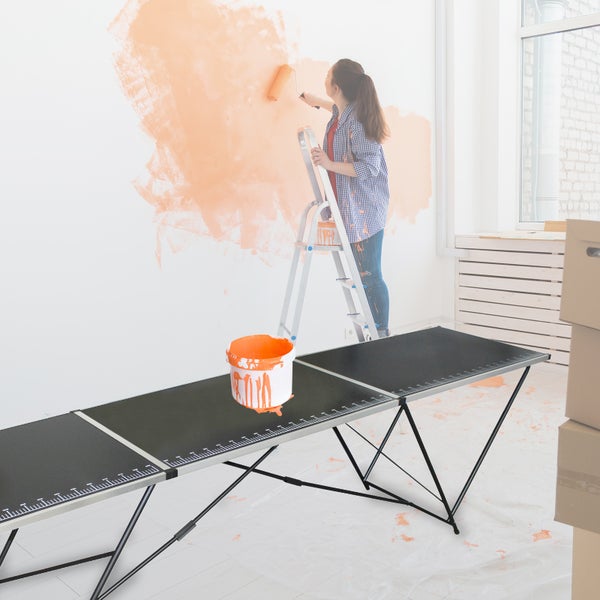 Tapeziertisch Alu Flohmarkttisch 300x60 cm Klapptisch klappbar mit Messskala