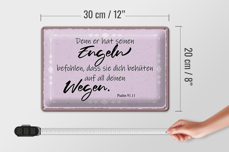Blechschild Spruch 30x20cm er hat seinen Engeln befohlen