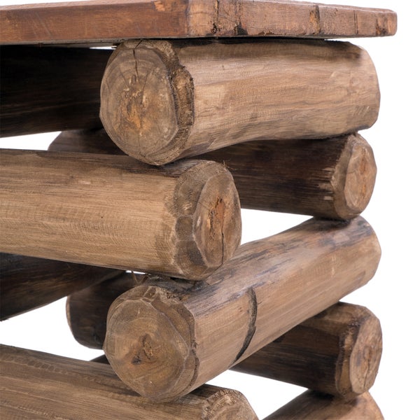 Hocker BLOCK 38 Teak Recyclingholz massiv 01 natur-vintage
