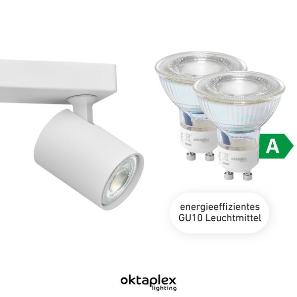Bora LED Deckenstrahler GU10 2700K 450lm 2,5W Schwenkbar 2-flammig Weiß Aluminium Deckenleuchte