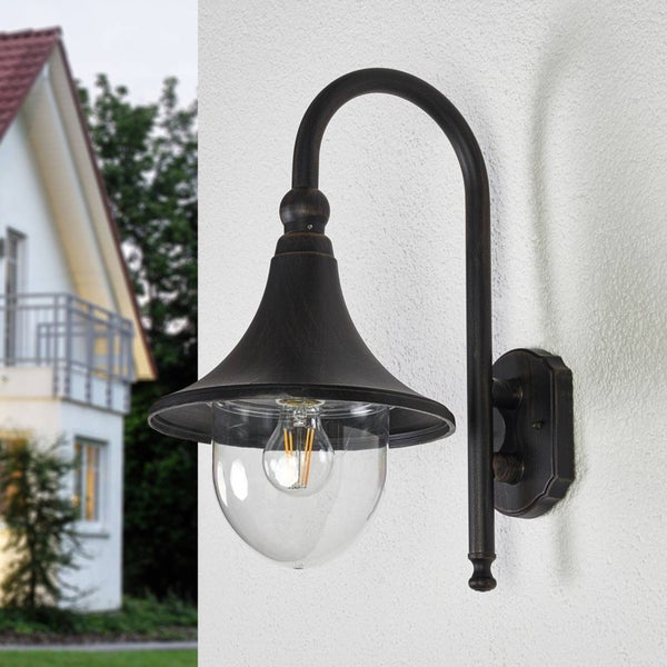 Lindby Wandlampe aussen IP44, Aussenwandleuchte Laterne Finish rostbraun Außenbeleuchtung Wand für Hof Garten Terrasse Balkon Haus Aussenleuchte