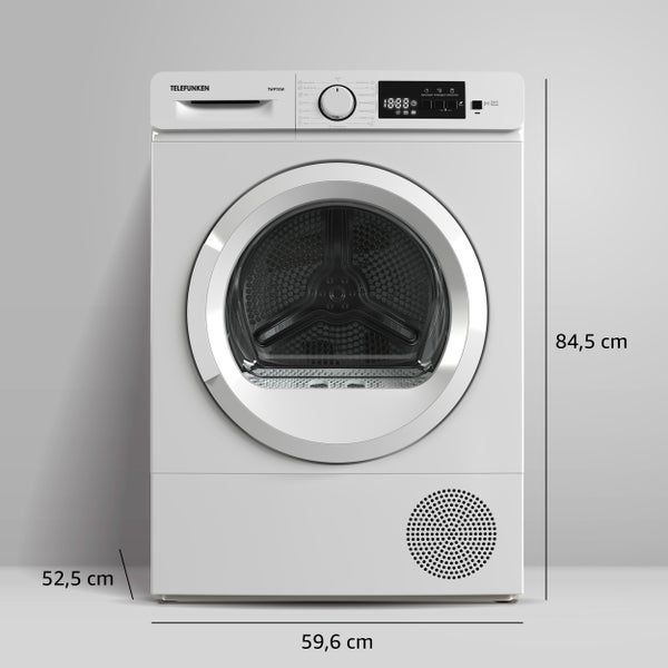 Telefunken Wärmepumpentrockner für 7 kg Wäsche Trockner Frontlader Wäschetrockner mit Knitterschutz leise TWP7EW