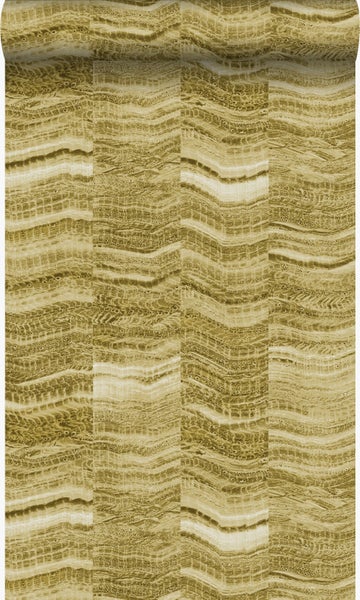 Origin Wallcoverings Tapete Zick-Zack-Mamorstreifen Ockergelb - 53 cm x 10.05 m - 337247