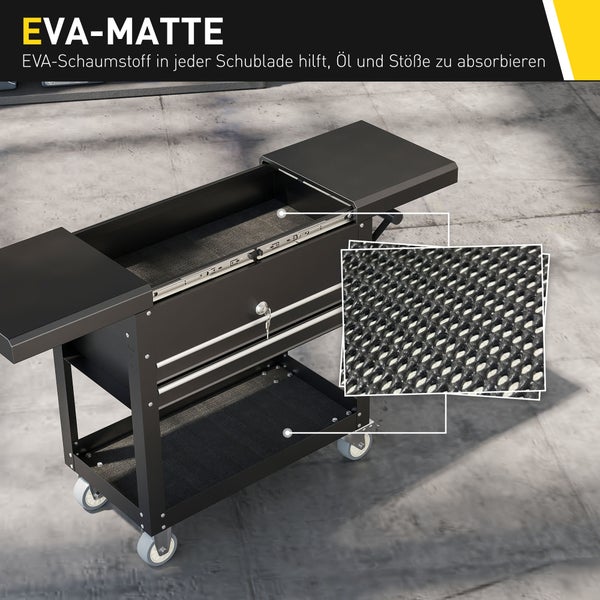 Werkstattwagen mit EVA-Matte in den Schubladen zum Absorbieren von Öl und Stößen