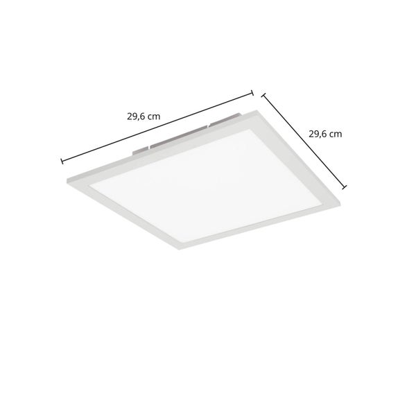 Quadratisches LED-Panel Deckenleuchte mit den Maßen 29,6 Zentimeter mal 29,6 Zentimeter.