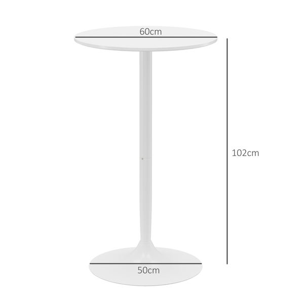 HOMCOM Bartisch Stehtisch Esstisch Runder Tresentisch, Küchentisch für Wohnzimmer, Esszimmer, Stahl, Weiß, Ø60 x 102 cm