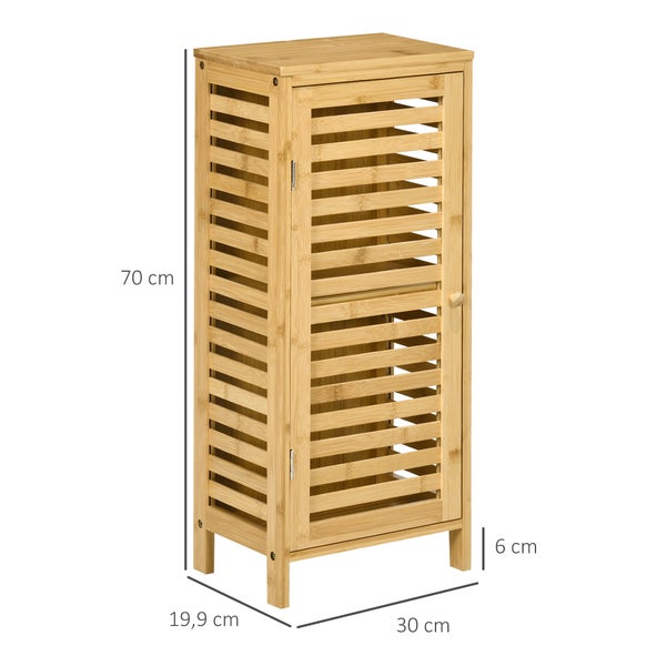 kleankin Badschrank Badezimmerschrank, Bad Beistellschrank mit Lamellentür, 2 Fächern, Aufbewahrungsschrank für Badezimmer, Wohnzimmer, Natur, 30 x 19,9 x 70 cm