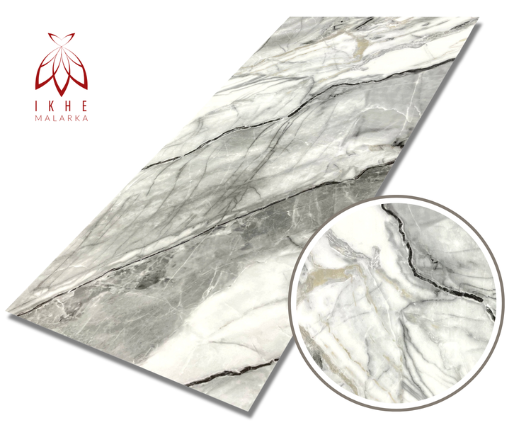 3D Wandpaneel Marmoroptik PVC 120x60cm – Luxuriöse Wandverkleidung DIY-Montage, Alternative zu Fliesen für Bad & Küche Grey 01