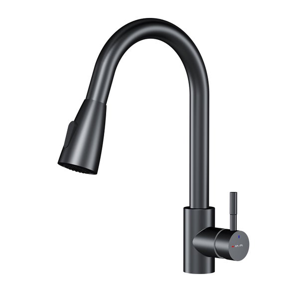 Dunkle Küchenarmatur mit herausziehbarer Brause