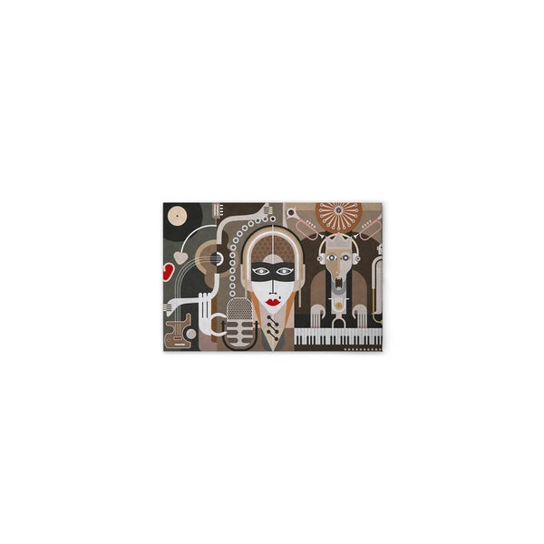 Illustration mit Sängern, Musikinstrumenten und Studioelementen