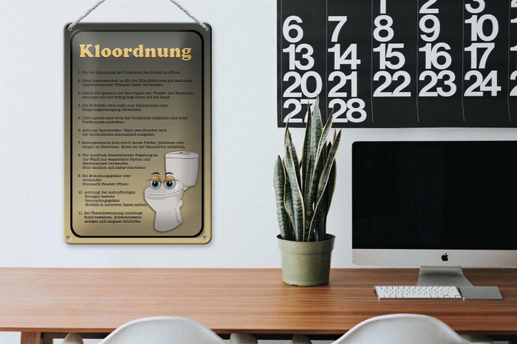 Blechschild Spruch 20x30cm Kloordnung Toilette WC Regeln
