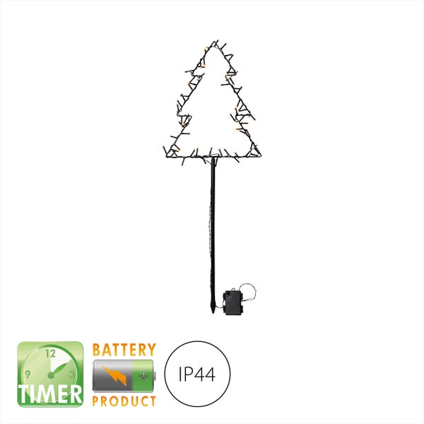 Dekorative LED Baumleuchte für den Außenbereich mit Erdspieß, Batteriebetrieb und Timerfunktion