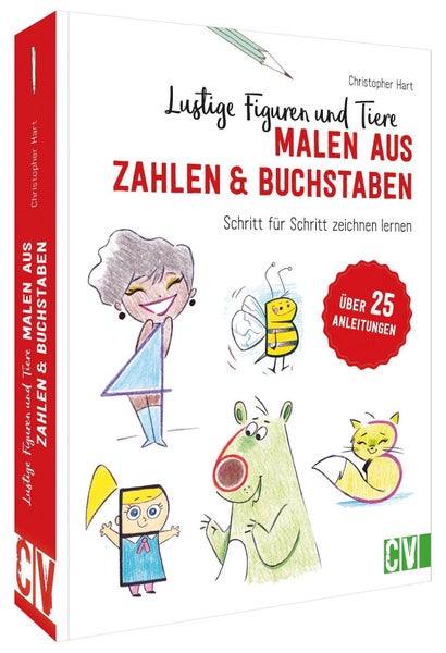 Lustige Figuren und Tiere malen aus Zahlen & Buchstaben Schritt für Schritt zeichnen lernen