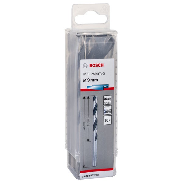 Bosch 10x HSS PointTeQ DIN 338 9 x 81 x 125 mm - 2608577258