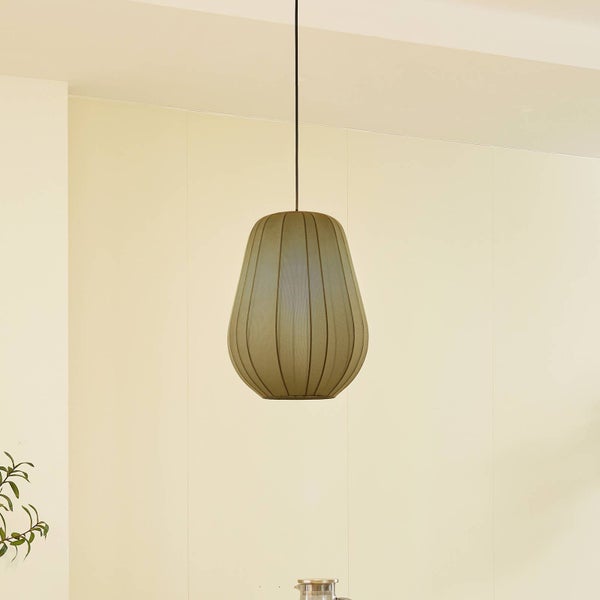 Lindby Pendelleuchte Helin (Modern) in Alu aus Textil (1 flammig, E27) - Hängeleuchte Esstischlampe Hängelampe Wohnzimmerleuchte
