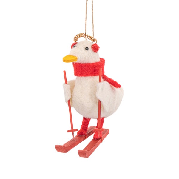Dekorative Ski-Enten-Hängefigur für den Weihnachtsbaum