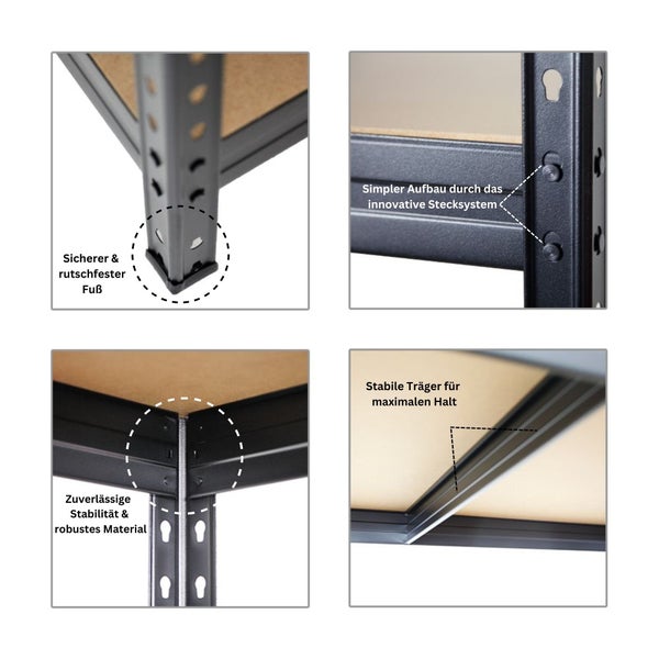 PROREGAL Mega Deal 2er-Sparset Schwerlastregal Rivet HxBxT 180x150x60 cm Fachlast 250kg Schwarz