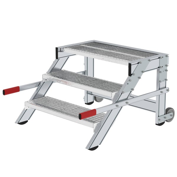 Aluminium Arbeitsbühne mit drei Stufen und Rollen