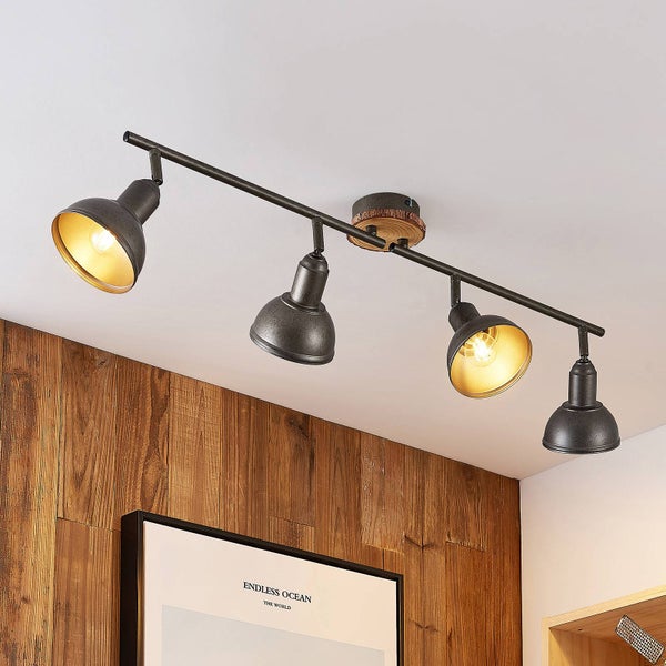 Lindby Strahler Nesrin (Landhaus, Vintage Rustikal) in Alu aus Metall (4 flammig E14) - Deckenlampe Deckenleuchte Lampe Spot Wohnzimmerleuchte