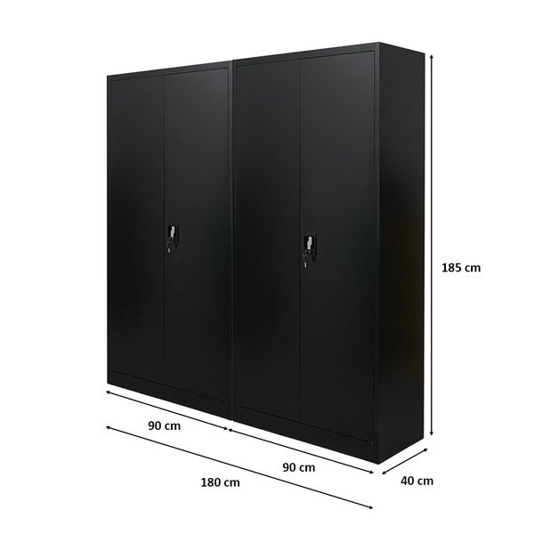PROREGAL Mega Deal 2x Flügeltürenschrank ELEPHANT HxBxT 185 x 90 x 40 cm 4 Fachböden Schwarz