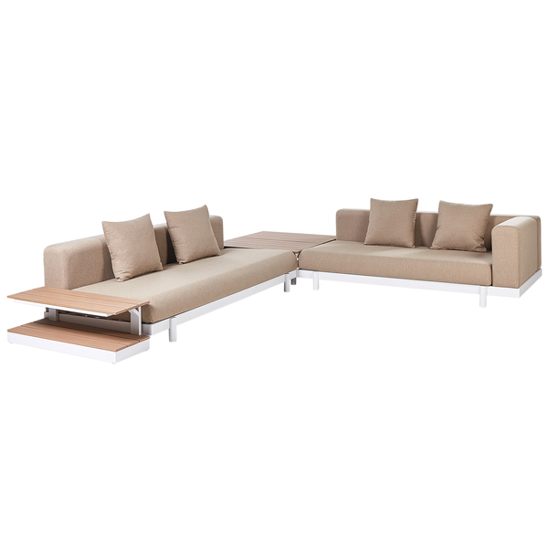 Gartenlounge-Set mit Kissen und Ablagetischen