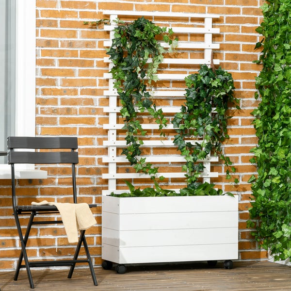 Dekorativer Pflanzkasten mit Rankgitter für Innen- und Außenbereiche, geeignet für Eingänge, Balkone und Terrassen.