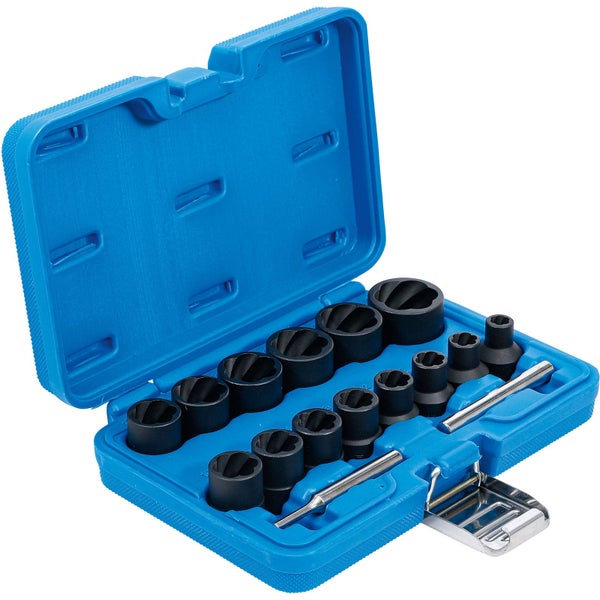 Schraubenausdreher-Satz in blauem Kunststoffkoffer