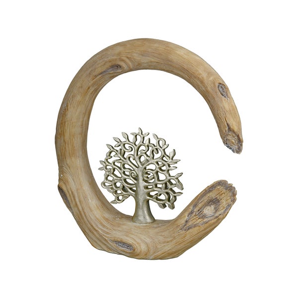 Dekoobjekt GILDE 2er Set BAUM Deko natur-silber Höhe 22cm Kunstharz