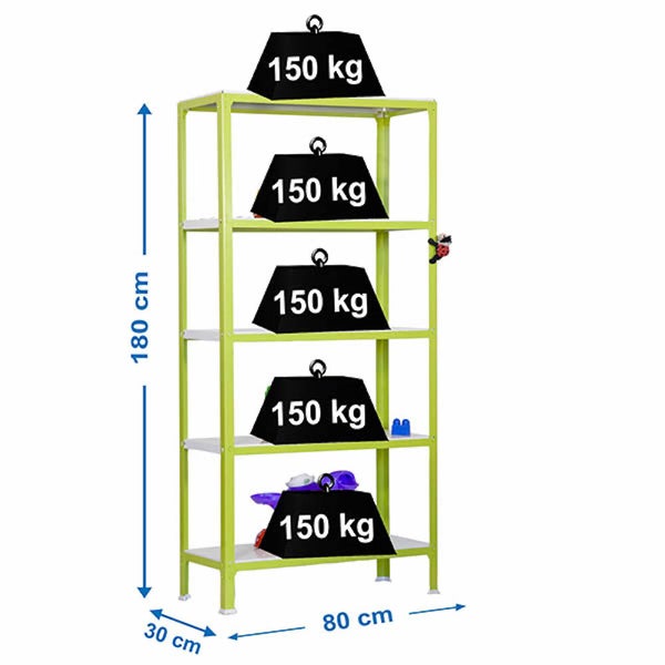 PROREGAL Wohnregal Living Koala Metal mit 5 Fachböden HxBxT 180 x 80 x 30 cm Fachlast 150 kg Grün/Weiß