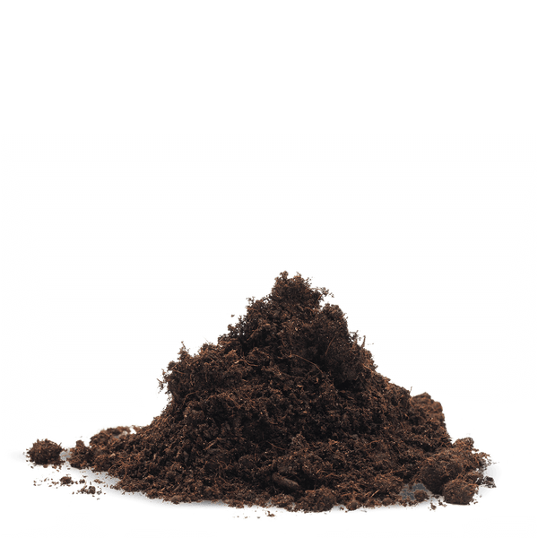 Ein kleiner Haufen feinkörnige, dunkle Blumenerde.