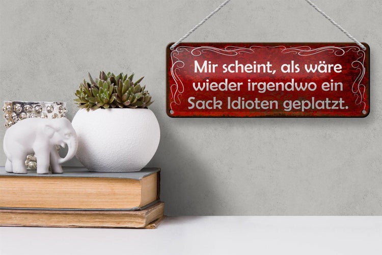 Blechschild Spruch 27x10cm scheint Sack Idioten geplatzt Dekoration